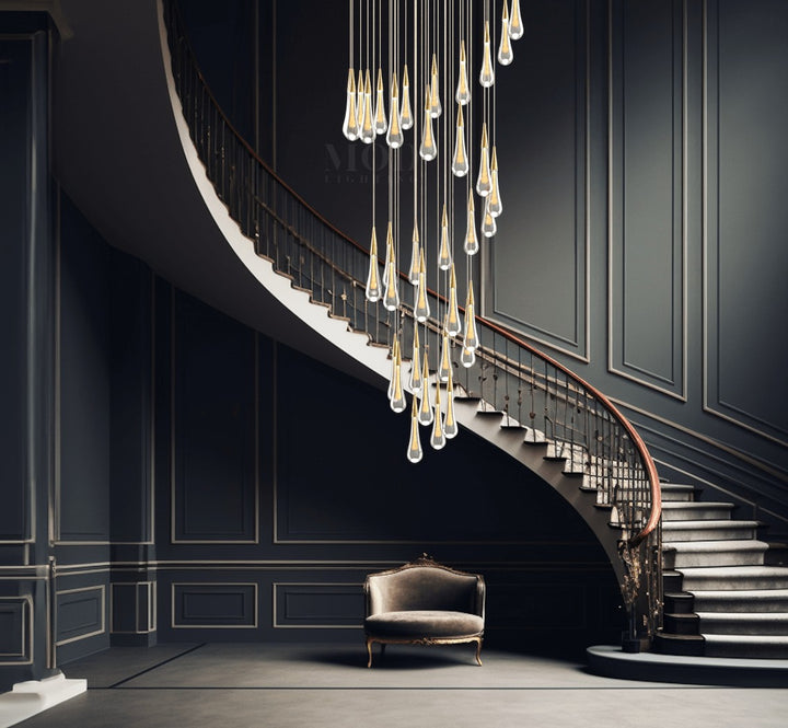 Amoy Multi-LED Glass Staircase Chandelier 36''D (customized)
