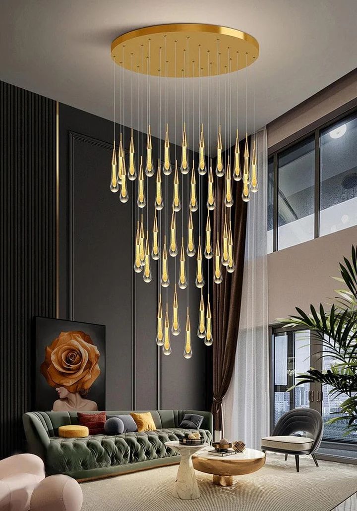Amoy Multi-LED Glass Staircase Chandelier 39.4''D