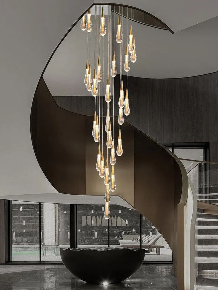 Amoy Multi-LED Glass Staircase Chandelier 39.4''D