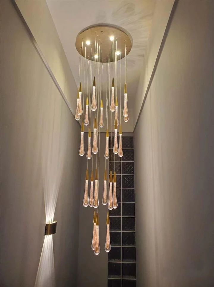 Amoy Multi-LED Glass Staircase Chandelier 39.4''D
