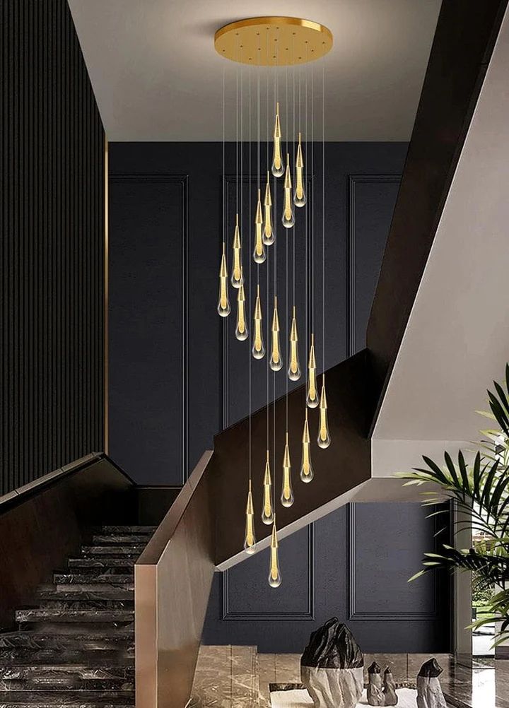 Amoy Multi-LED Glass Staircase Chandelier 39.4''D