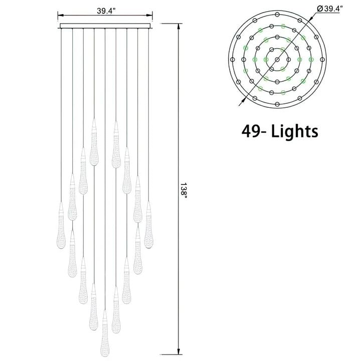 Amoy Multi-LED Glass Staircase Chandelier 39.4''D