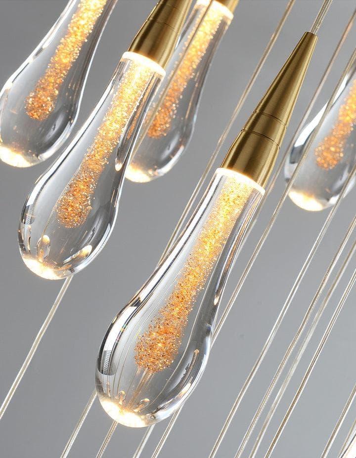 Amoy Multi-LED Glass Staircase Chandelier