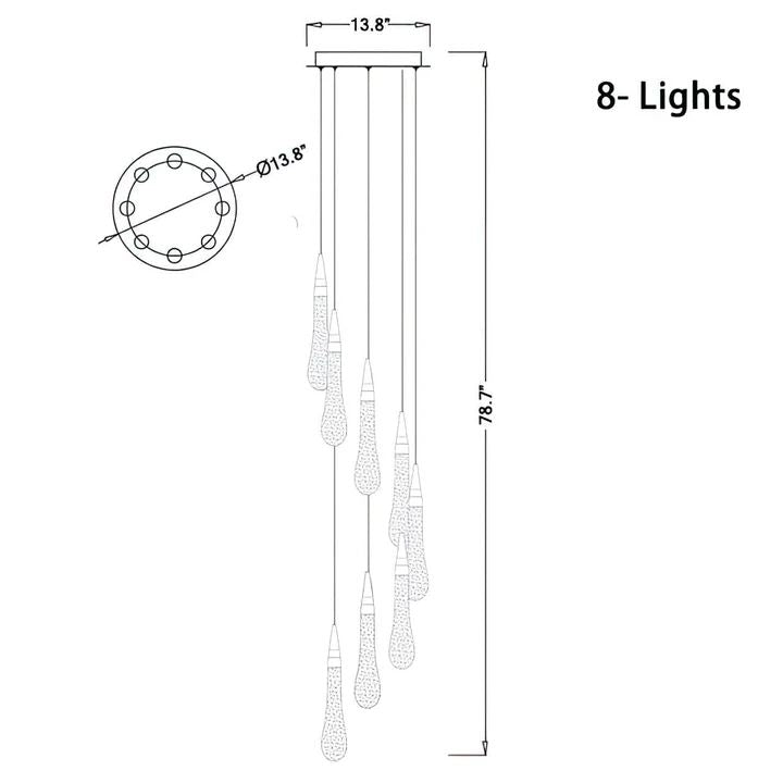 Amoy Multi-LED Glass Staircase Chandelier