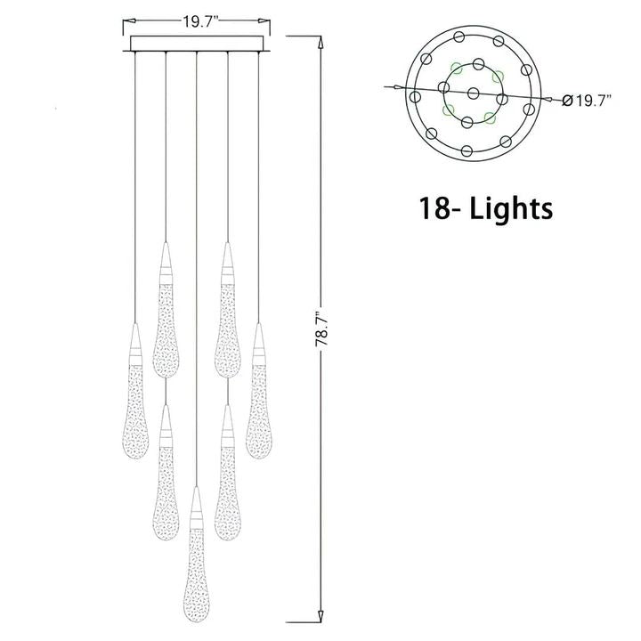Amoy Multi-LED Glass Staircase Chandelier