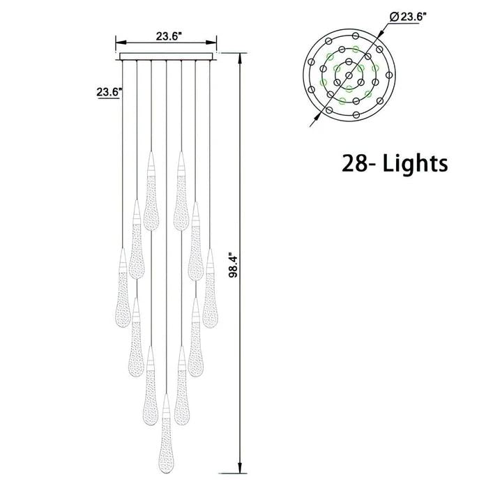 Amoy Multi-LED Glass Staircase Chandelier