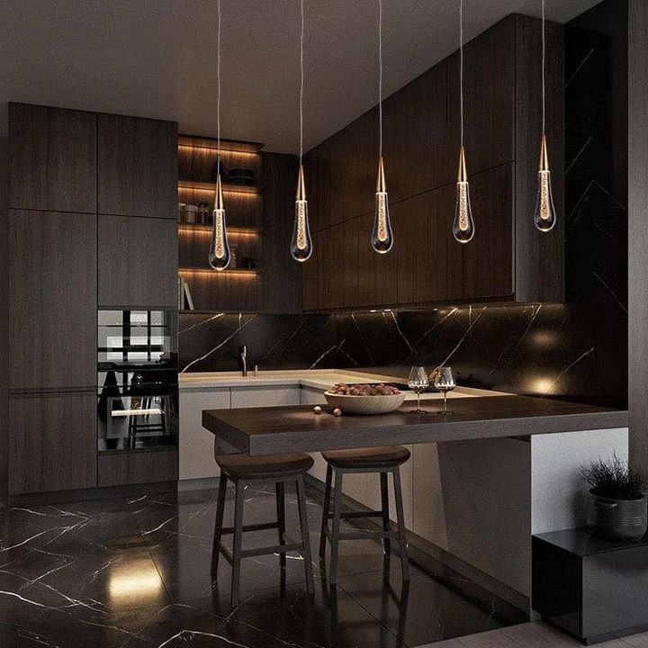 Amoy Multi-LED Glass Staircase Chandelier
