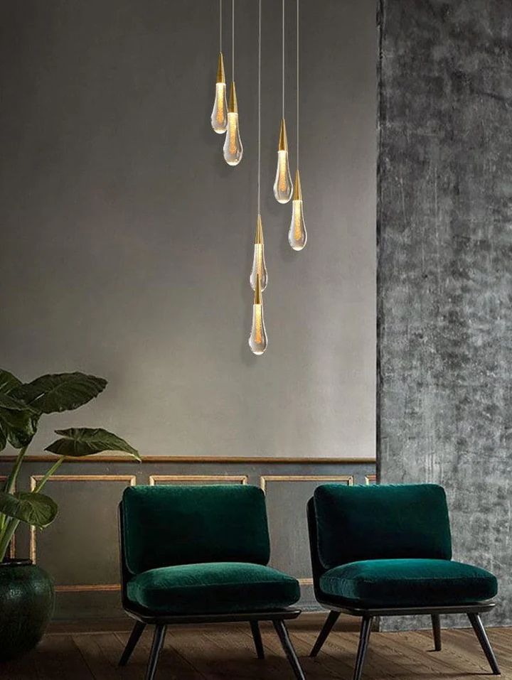 Amoy Multi-LED Glass Staircase Chandelier