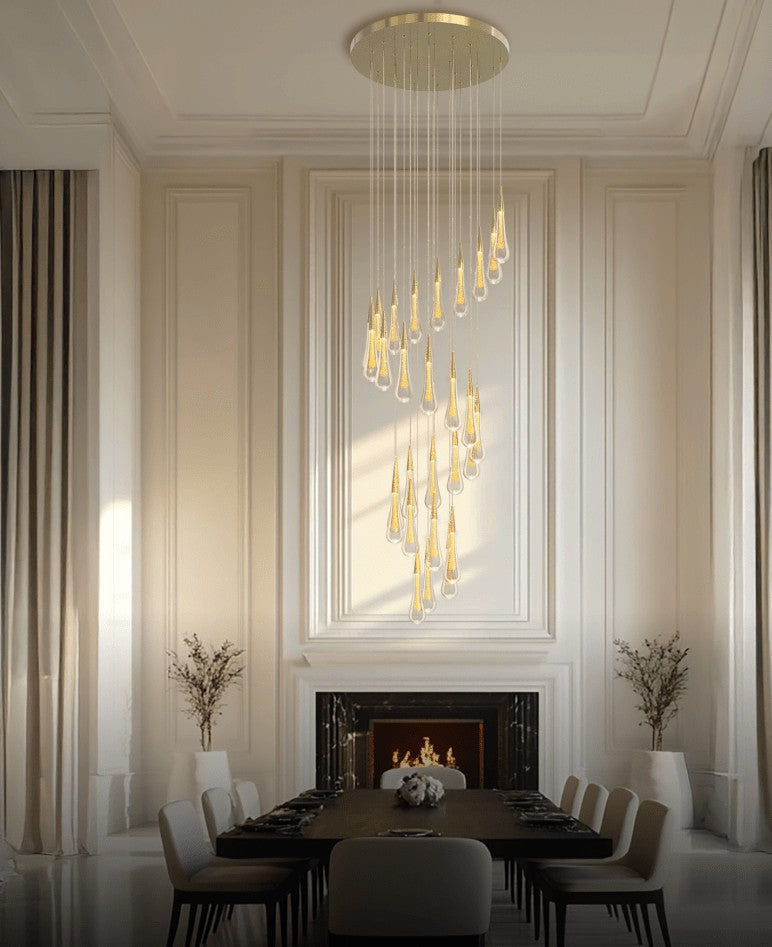 Amoy Multi-LED Glass Staircase Chandelier 36''D (customized)