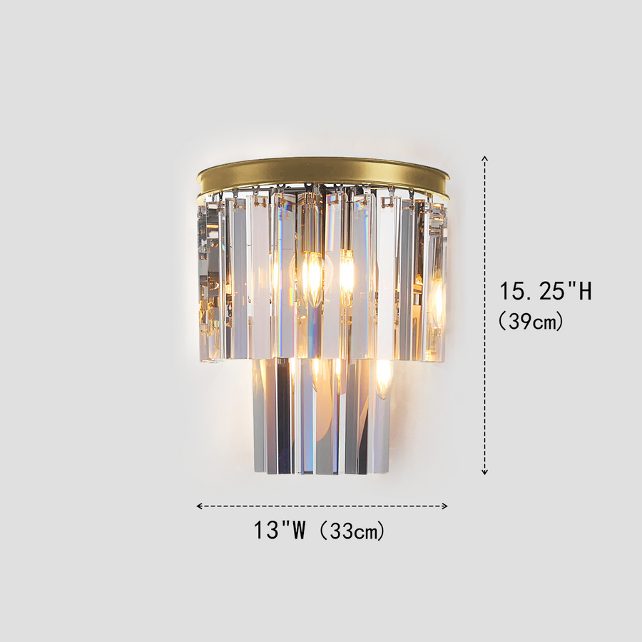 1920s Tedem 2-Tier Crystal Semi-Round Sconce
