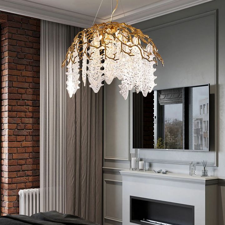 Aqua Dome Glass Branch Chandelier