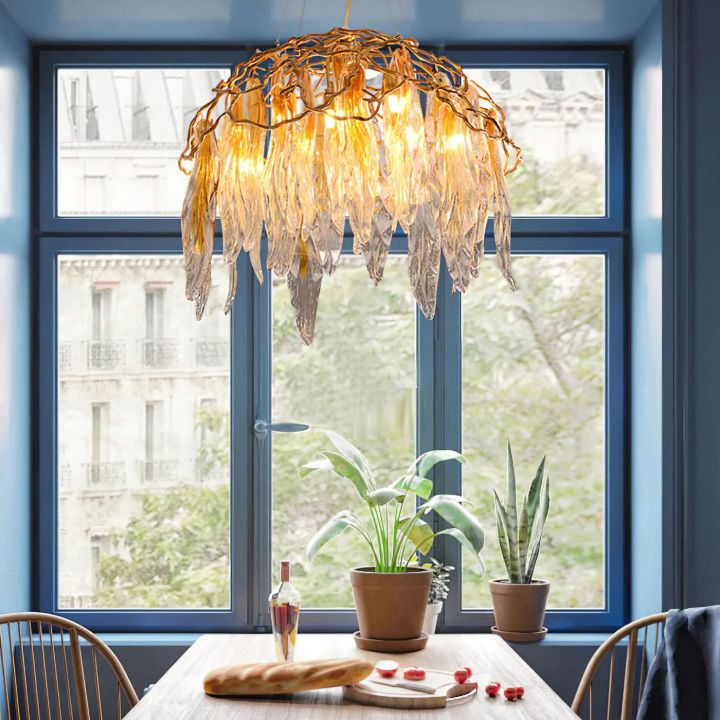 Aqua Dome Glass Branch Chandelier