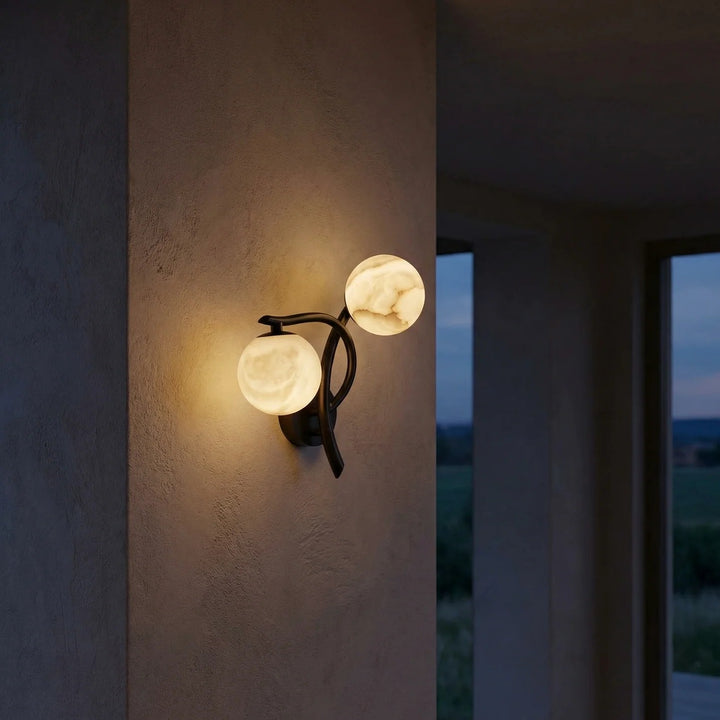 Arbor Branch Curved Duo Alabaster Wall Sconce