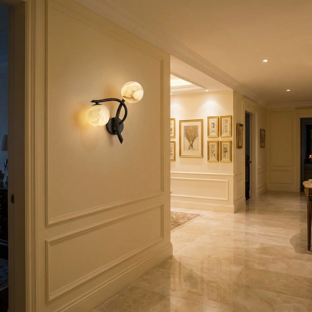 Arbor Branch Curved Duo Alabaster Wall Sconce