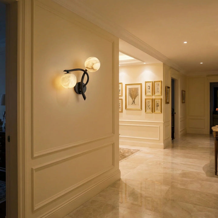 Arbor Branch Curved Duo Alabaster Wall Sconce