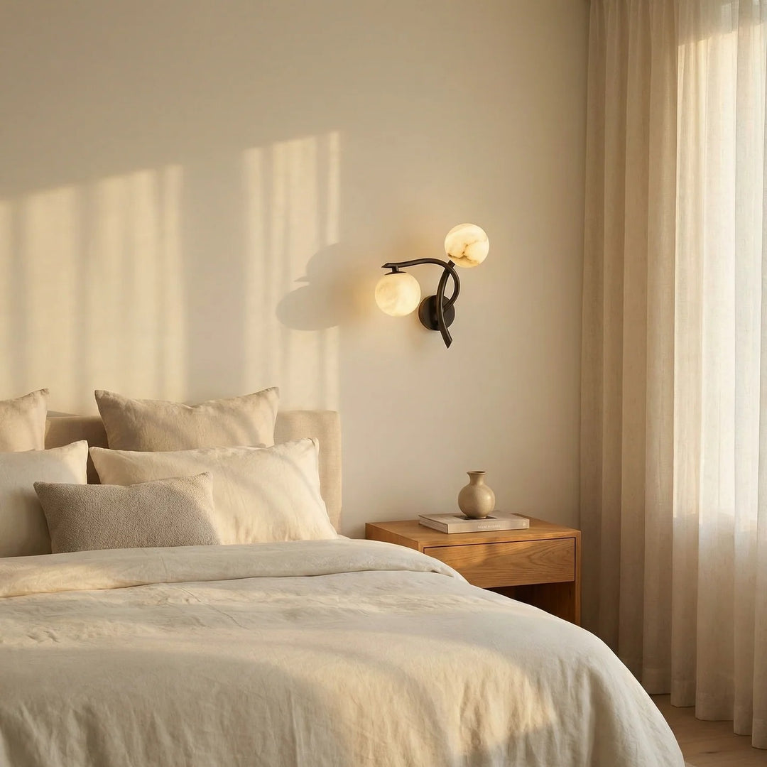 Arbor Branch Curved Duo Alabaster Wall Sconce