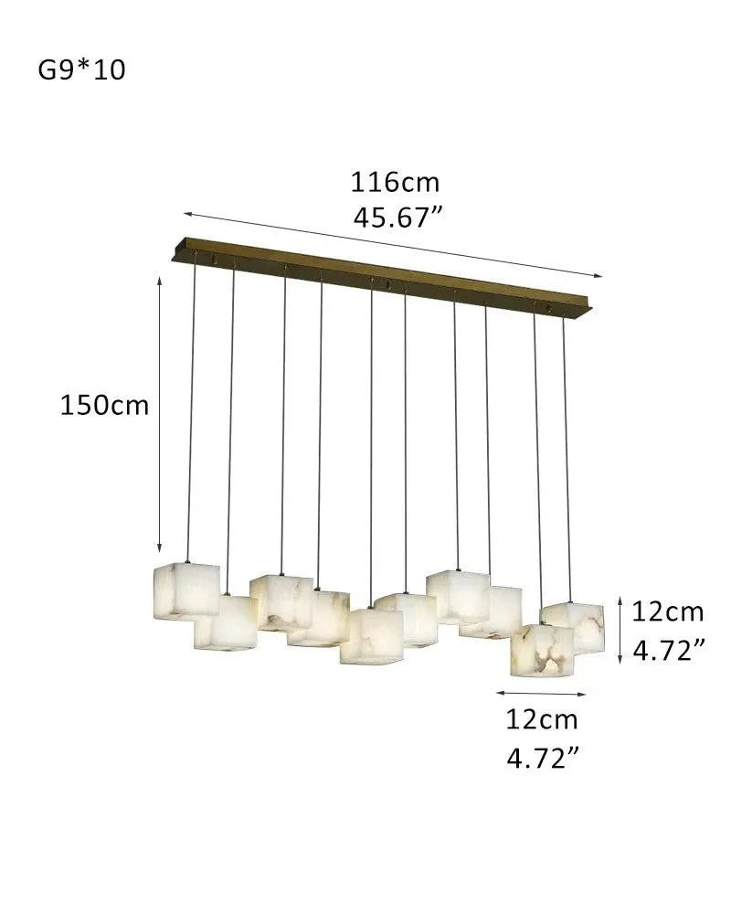 Aries Spanish Marble Cube Chandelier 10 Lights
