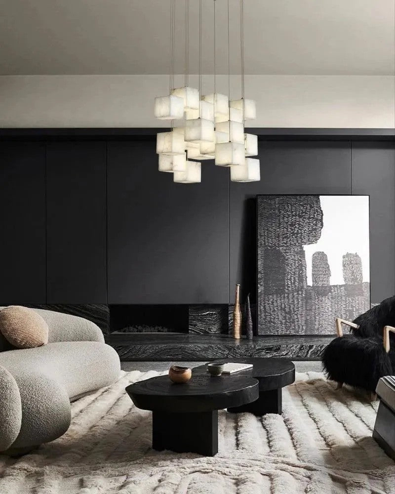 Aries Spanish Marble Cube Chandelier 18 Lights