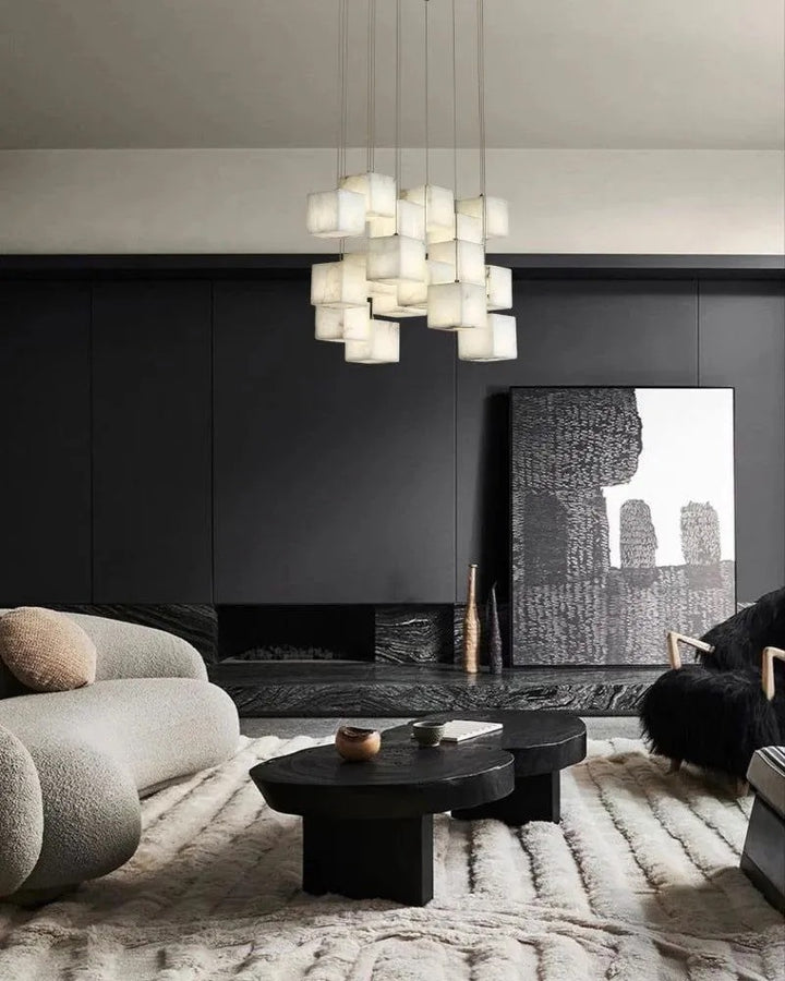 Aries Spanish Marble Cube Chandelier 18 Lights