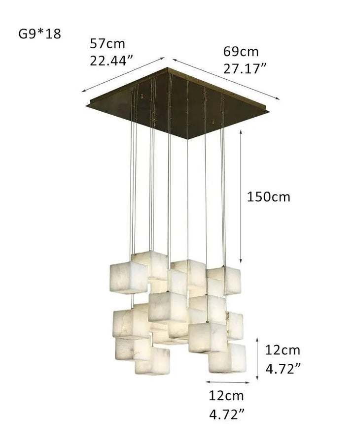 Aries Spanish Marble Cube Chandelier 18 Lights