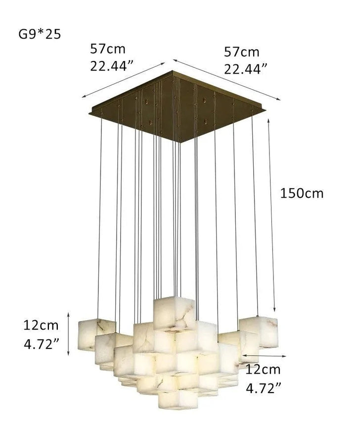 Aries Spanish Marble Cube Chandelier 25 Lights