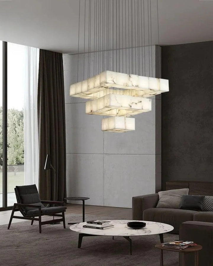 Aries Spanish Marble Cube Chandelier 36 Lights