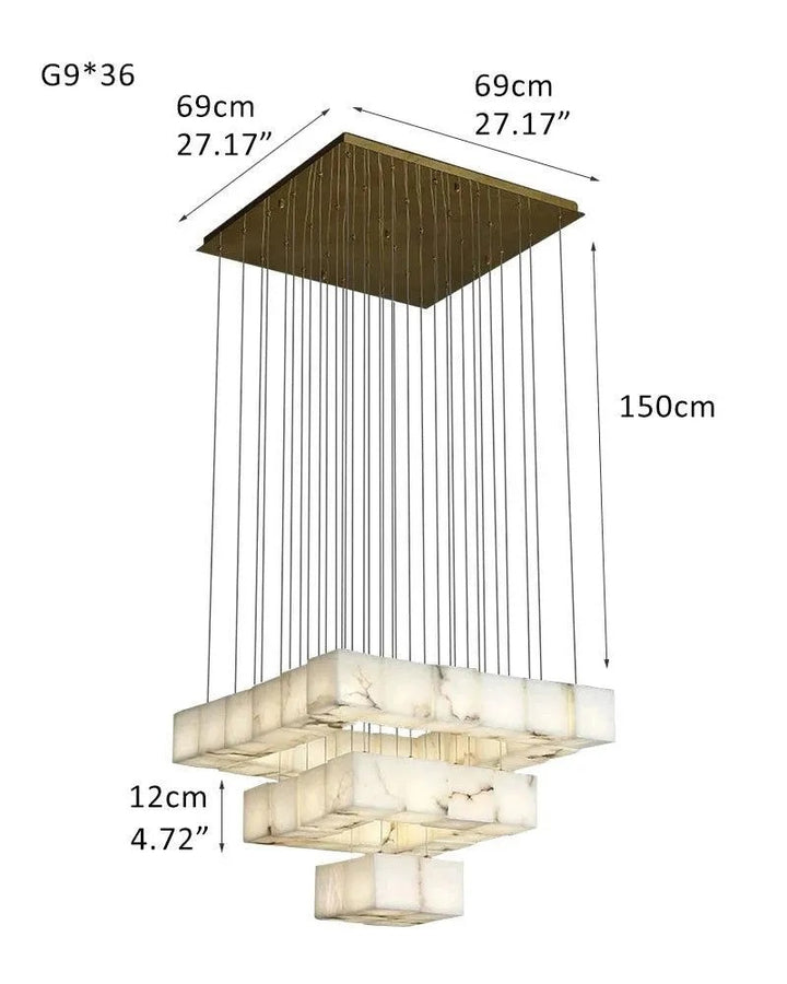 Aries Spanish Marble Cube Chandelier 36 Lights