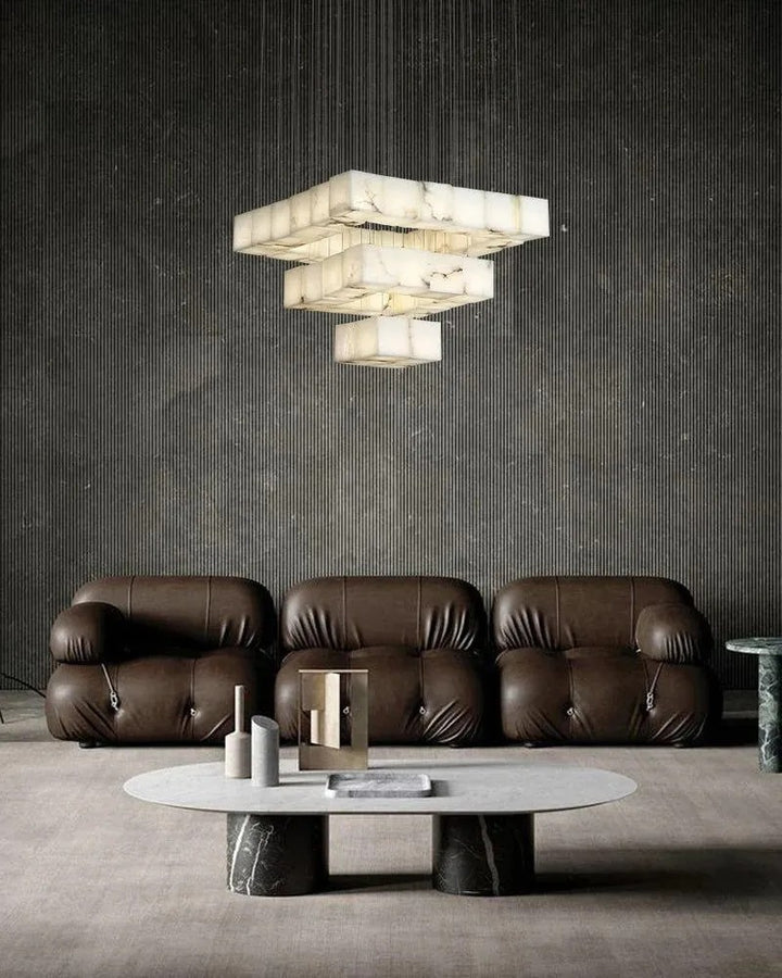 Aries Spanish Marble Cube Chandelier 36 Lights