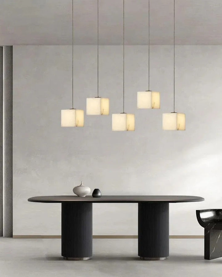 Aries Spanish Marble Cube Chandelier 5 Lights