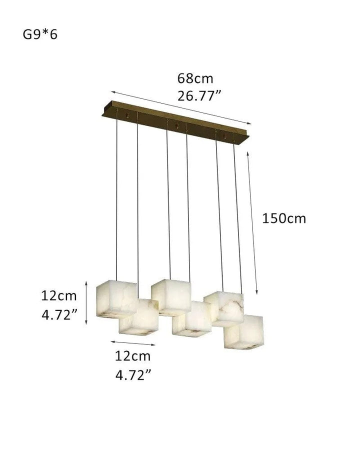 Aries Spanish Marble Cube Chandelier 6 Lights