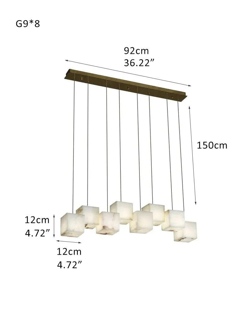 Aries Spanish Marble Cube Chandelier 8 Lights