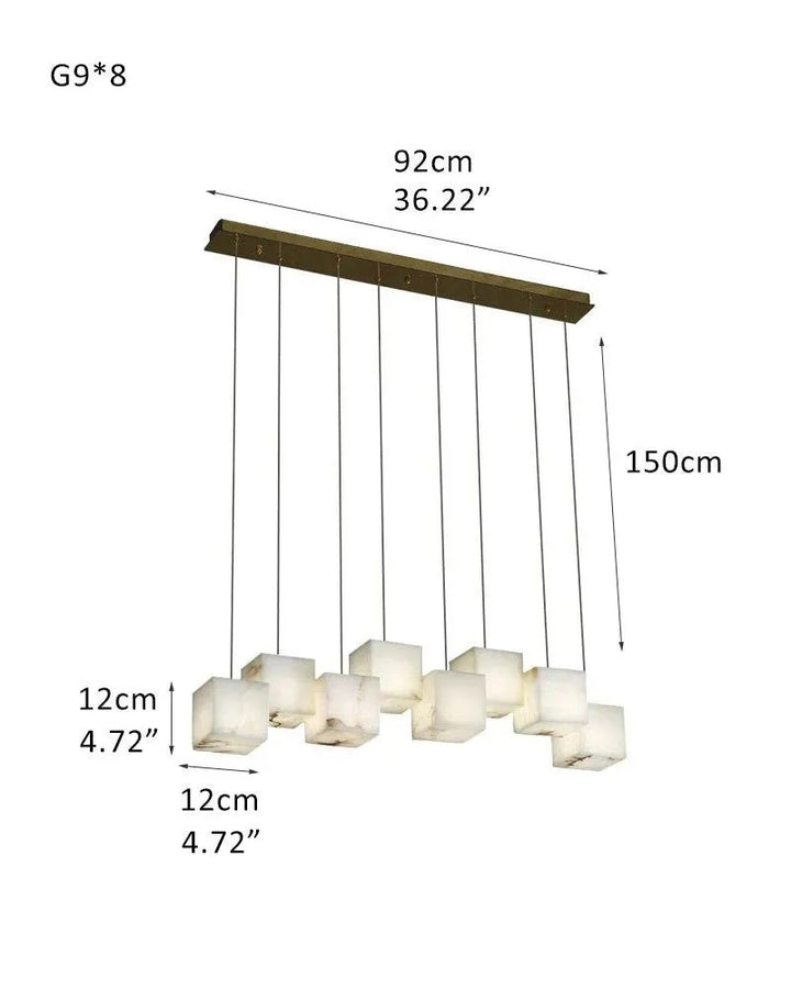 Aries Spanish Marble Cube Chandelier 8 Lights