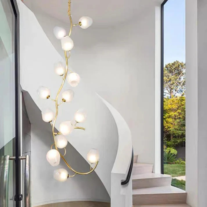 Artistic Glass Lampshade Chandelier with Branches Design for High Ceil ...