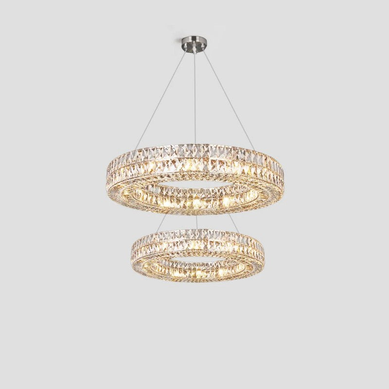 Gadsden Aster Halo Crystal Multi-Tier Ring Chandelier