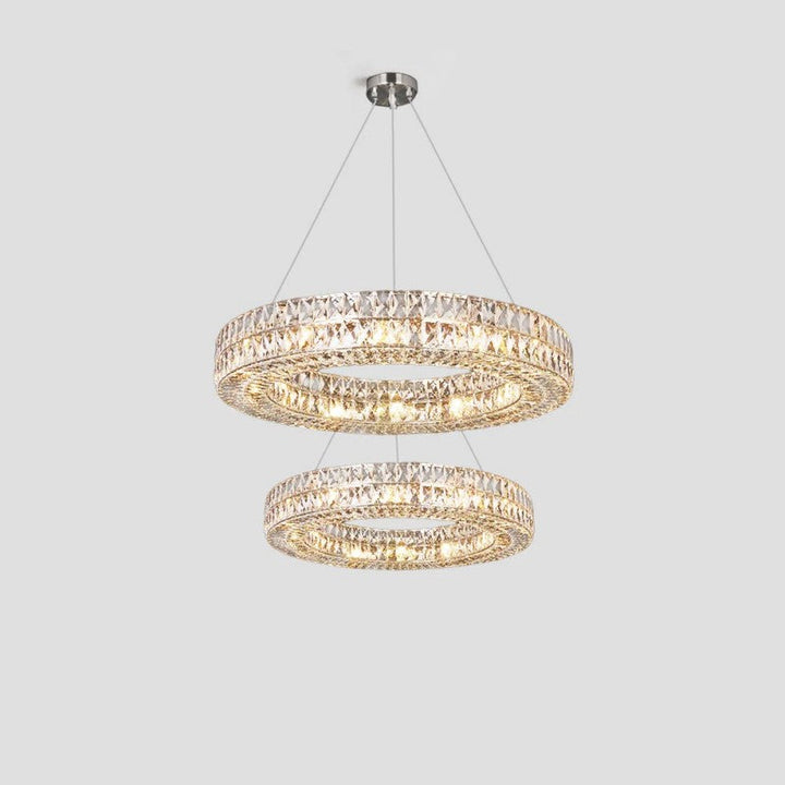 Gadsden Aster Halo Crystal Multi-Tier Ring Chandelier
