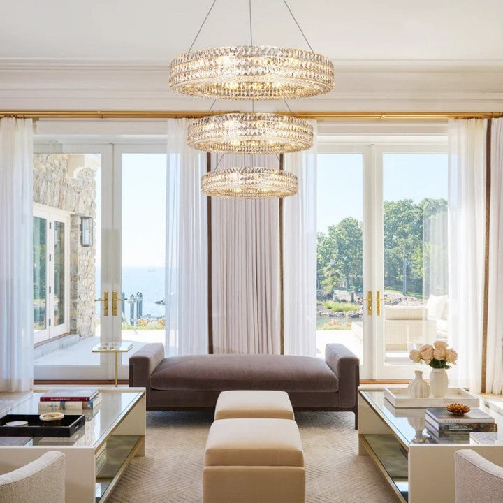 Gadsden Aster Halo Crystal Multi-Tier Ring Chandelier