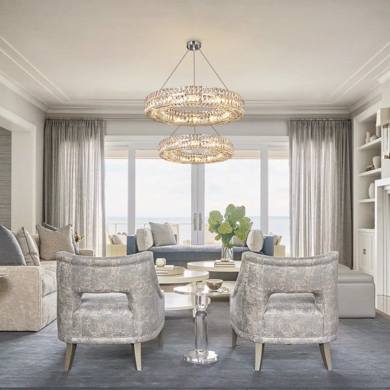 Gadsden Aster Halo Crystal Multi-Tier Ring Chandelier