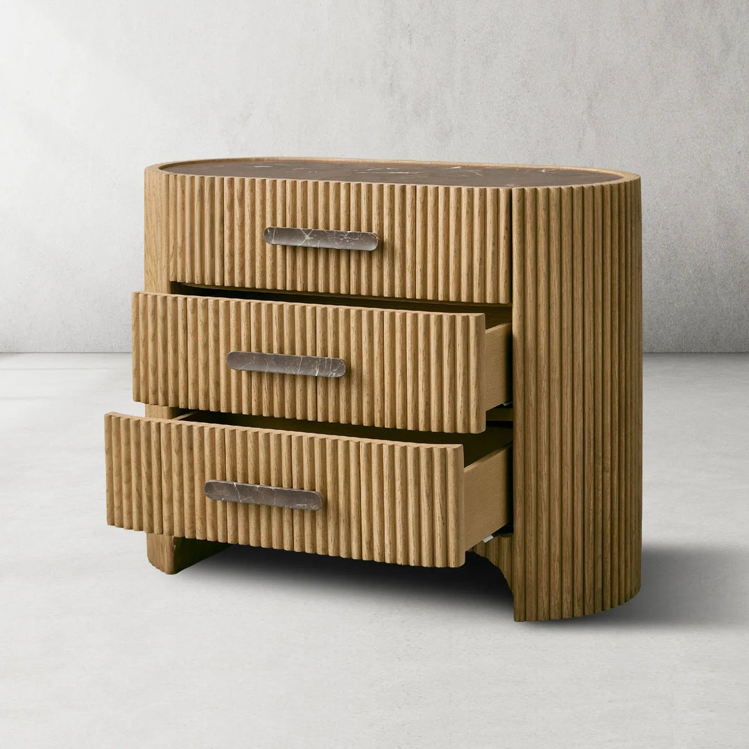 Aston Fluted 3-Drawer Nightstand