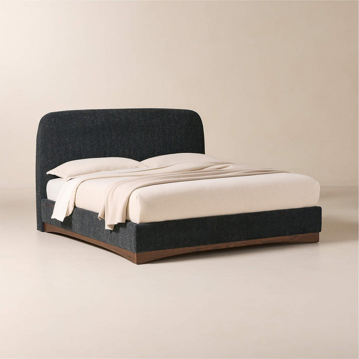 Auburn Warm White Boucle Upholstered King Bed