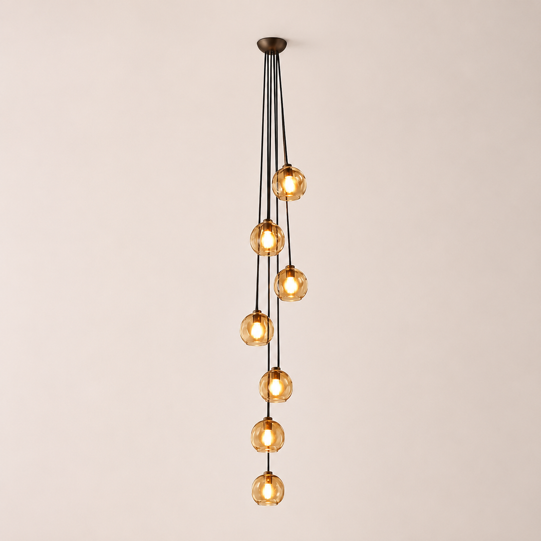 Joan Amber Glass Cascade Pendant