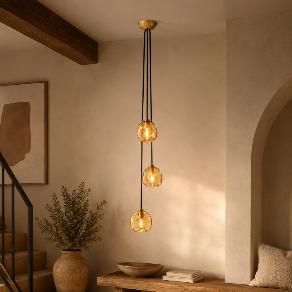 Joan Amber Glass Cascade Pendant