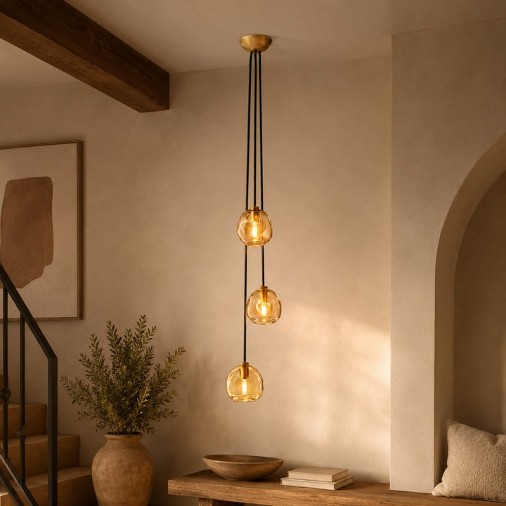 Joan Amber Glass Cascade Pendant