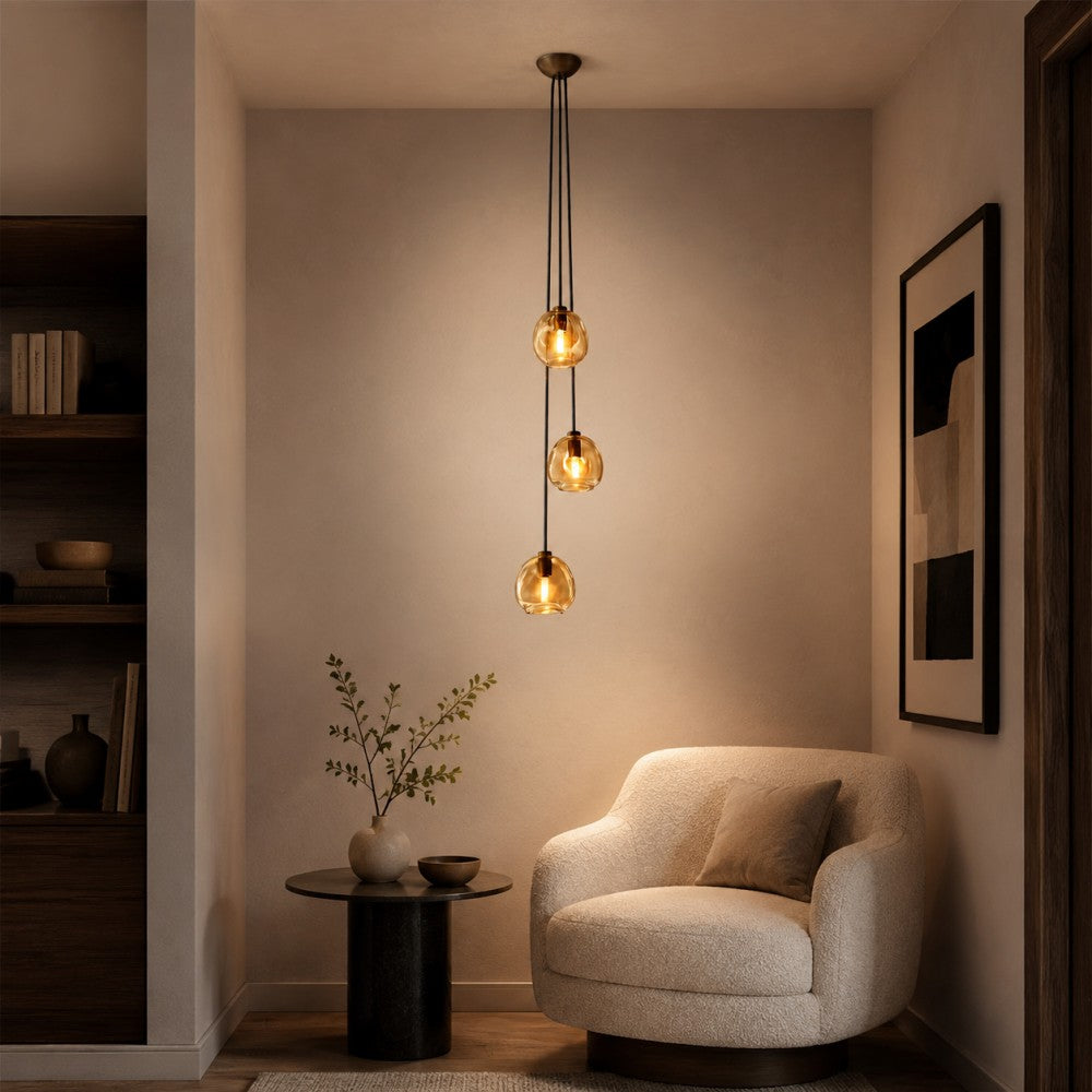 Joan Amber Glass Cascade Pendant