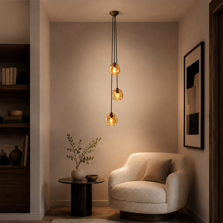 Joan Amber Glass Cascade Pendant