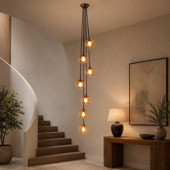 Joan Amber Glass Cascade Pendant