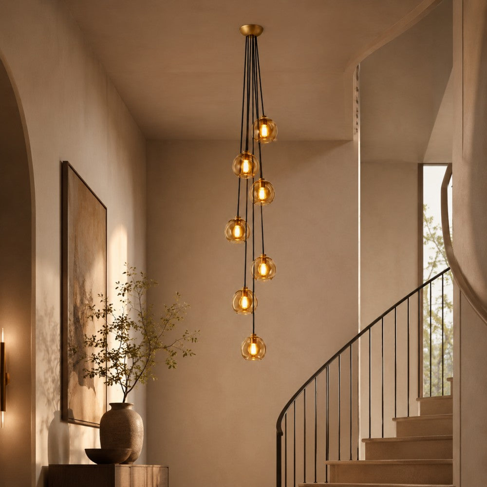 Joan Amber Glass Cascade Pendant