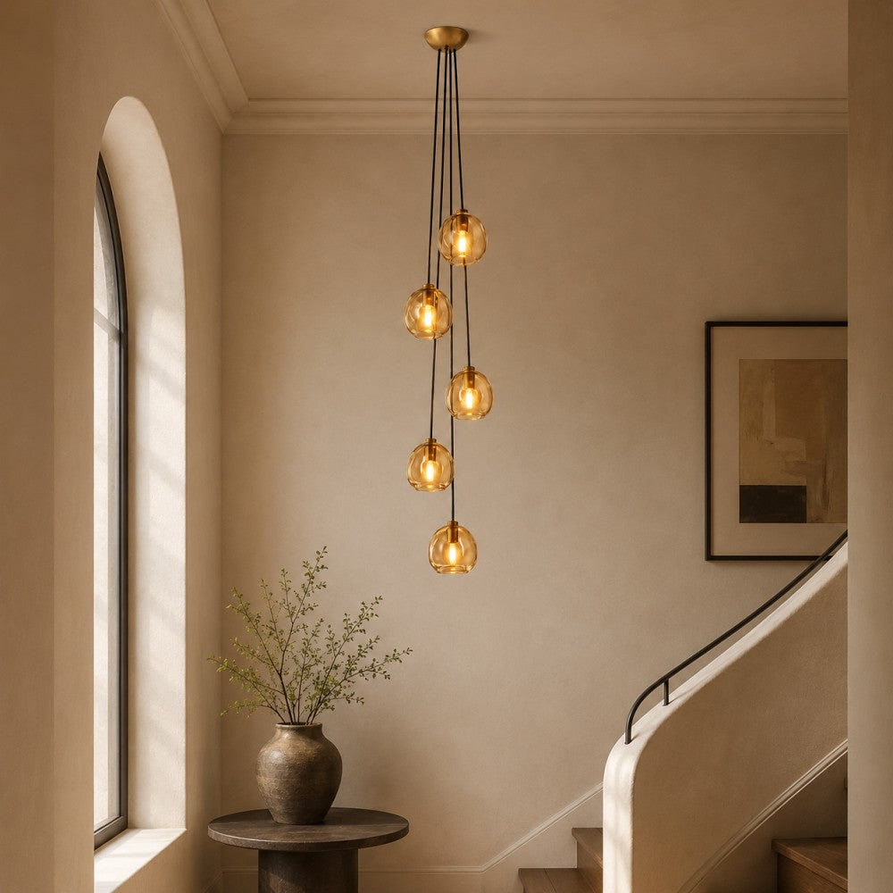 Joan Amber Glass Cascade Pendant