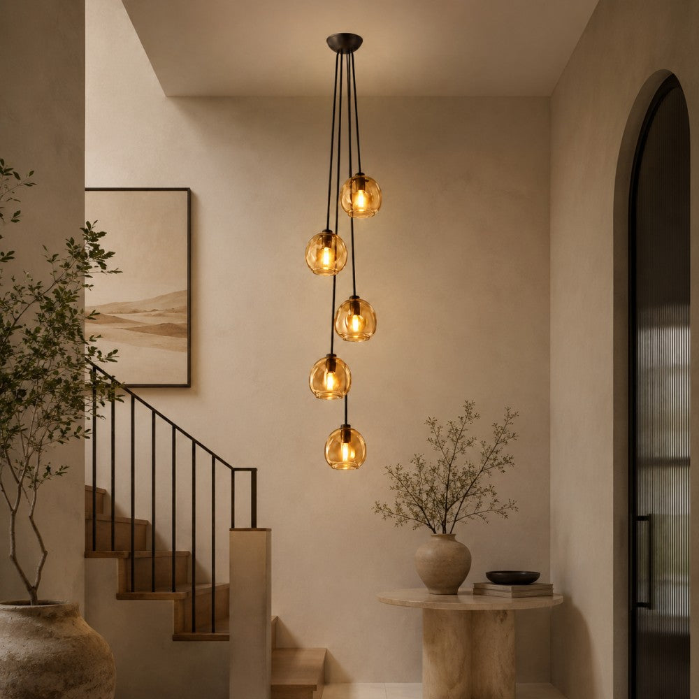 Joan Amber Glass Cascade Pendant