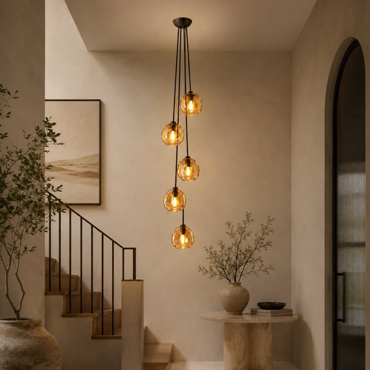 Joan Amber Glass Cascade Pendant