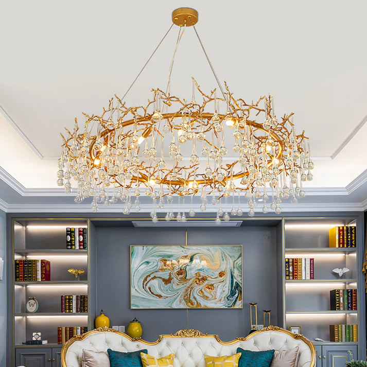 Avis Clear Crystal Ring Branch Chandelier